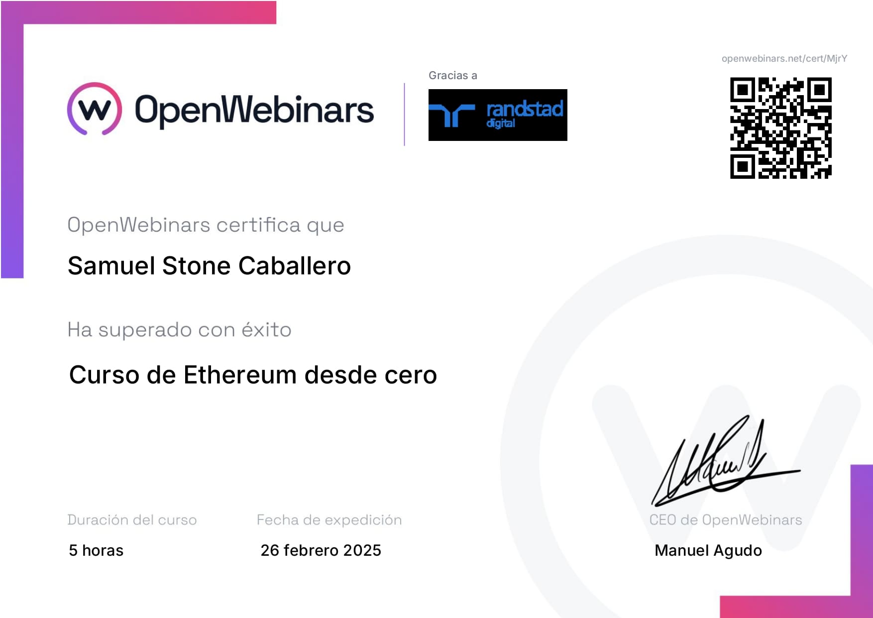 Certificado Ethereum