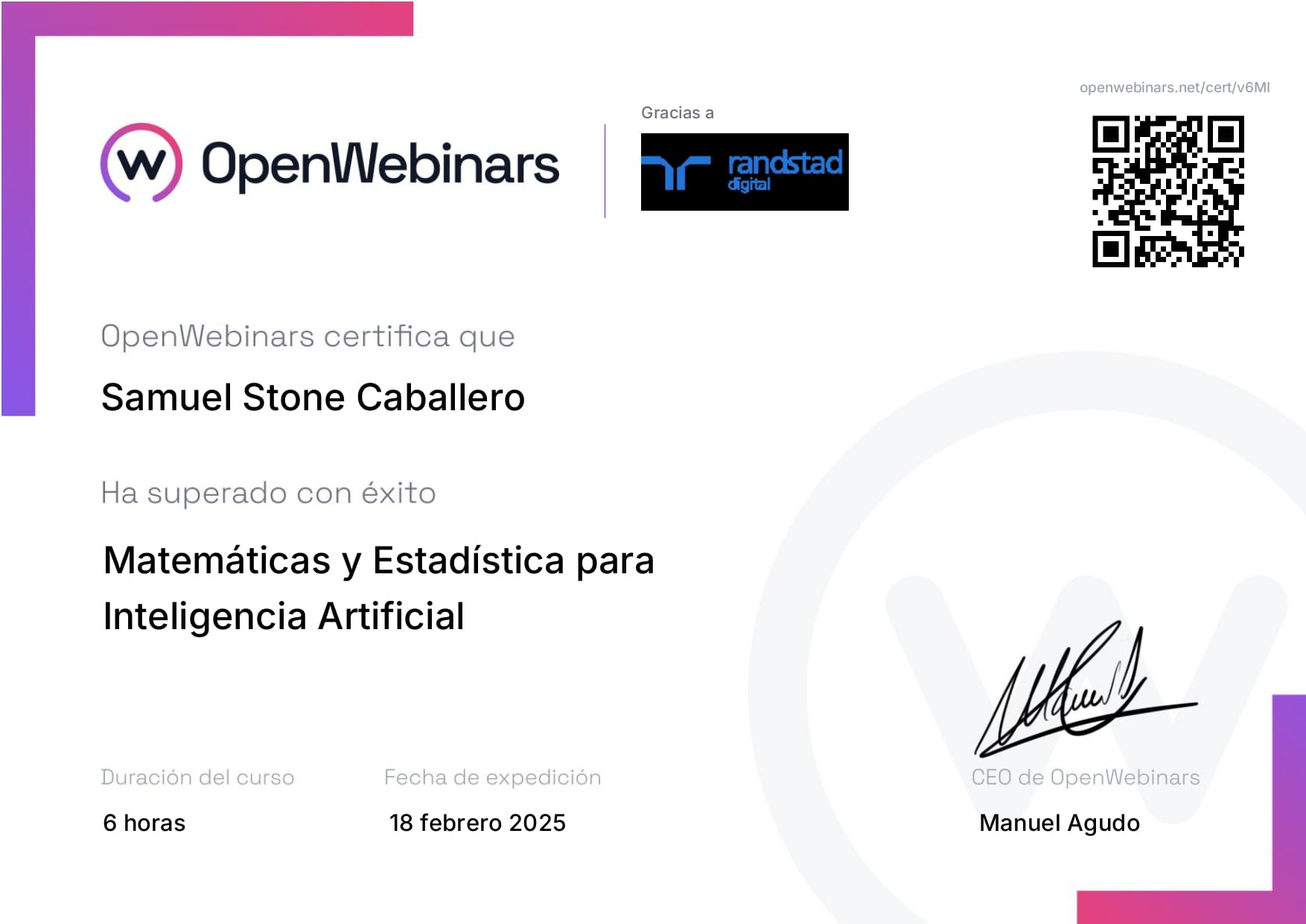 Certificado Matemáticas e IA